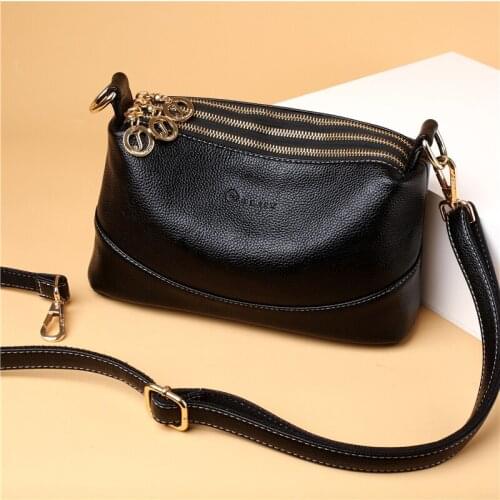 Counter Genuine Handags For Women 2021 Soft Leather Three-layer Pocket Ladies Shoulder Bag Simple Female Cross Body Bag Mother