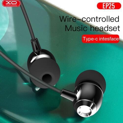 XO EP25 In-ear Wired Earphone Type-c Music Stereo Sport Headset for Samsung S10 Xiaomi Mi8 USB Type c Microphone Control Earbuds