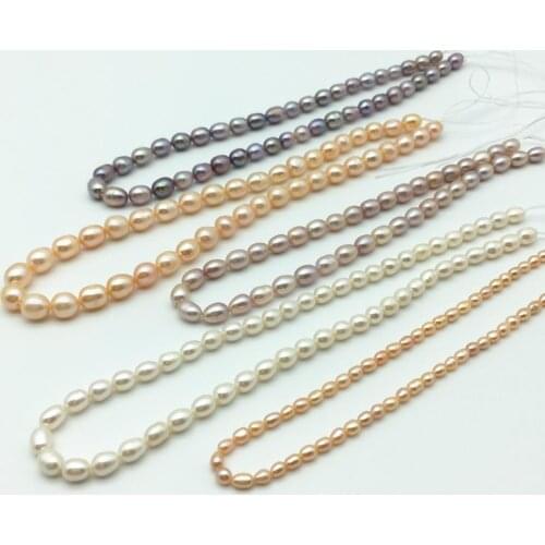 MADALENA SARARA 6-7mm Rice Shape Freshwater Pearl Strand 5pcs/lot For DIY Jewelry Making 18"