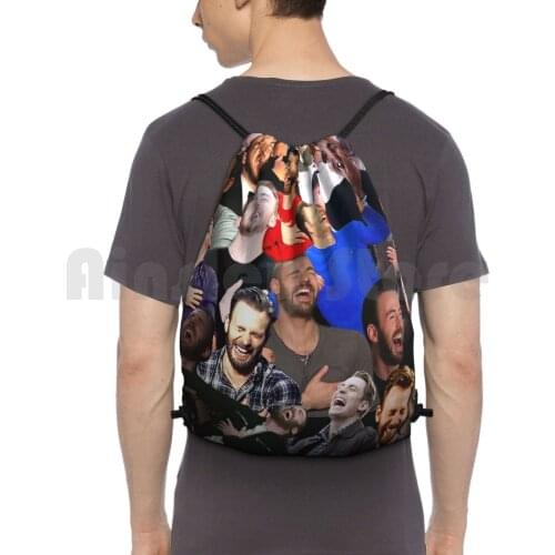 Chris Laughing Backpack Drawstring Bag Riding Climbing Gym Bag Chris Laughing Laugh Funny Humor Meatball Collage Compilation