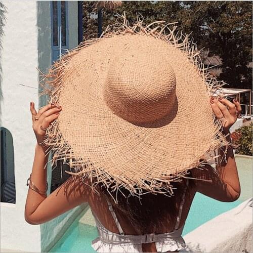 WZCX Bow Burrs Shading Summer Women Outdoor Wide Brim Straw Hat Sun Protection Dome Big Brim Beach Hat Sun Visor Cap