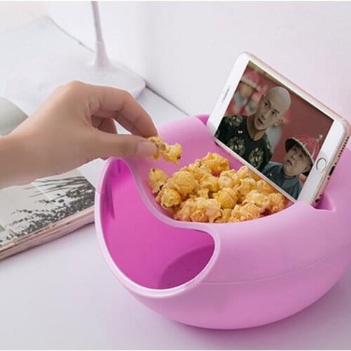 Creative Lazy Snack Round Bowl Plastic Snack Storage Box Bowl Detachable Double Lazy Fruit Plate Bowl