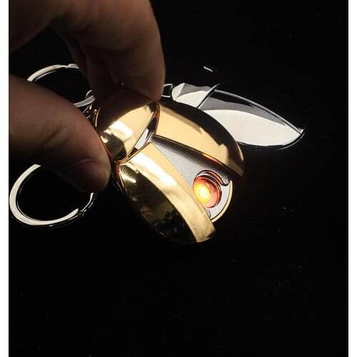USB Windproof Flameless Creative Beetle Rechargeable Lighter Novelty Keychain Lighter Cigarette Accessories