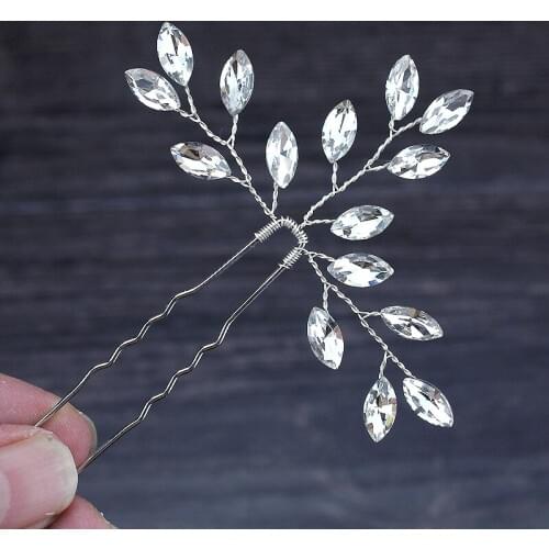 Handmade Luxury Silver Color Crystal Bride Bridesmaid Hair Pin Clip Rhinestone Bridal Hairpin For Women Wedding Prom Accessories