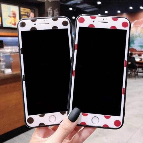 Simple Dots Screen Protector For iPhone11 Xsmax XR 7/8PLUS SE2020 Tempered Glass Carbon Fiber Full Coverage Film Protection