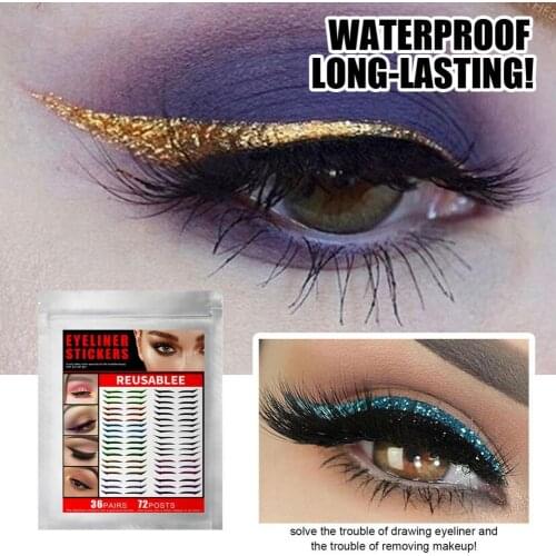 1 Set Eyelid Tape Stickers Sexy Cat Style Eyes Decor Skin-friendly Fashionable Eye-shadow Sticker for Girl Beige Invisible Tool