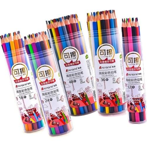 12/18/24/36/48 Colors Colored Pencils Erasable Oil Color Pencil Set Watercolor Drawing Wood Colour Coloured Pencils Kids