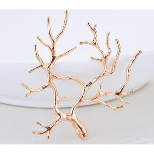 4PCS 35x39MM 24K Gold Color Plated Brass Branch Charms Pendants High Quality Diy Jewelry Findings Accessories