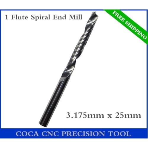 3.175mm*25mm,Freeshipping CNC Solid carbide woodworking router bit,Tungsten end mill,1 flute end milling cutter,MDF,PVC,acrylic