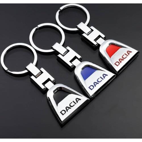 3D Metal Car Keychain Key Ring Holder Decoration For Dacia Duster Logan Sandero Stepway Lodgy Mcv 2 Dokker Chain Ring