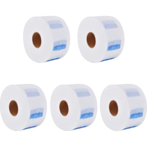 5 Rolls Professional Disposable Neck Ruffle Paper Strip Tissue Collar Wraps For Salon Barbers Home Hair Shaving Removal Cutting