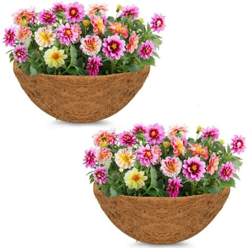 6PCS Half Round Coco Coir Liner Half Circle Coconut Fiber Replacement Liners for Hanging Baskets Garden Flower Pot