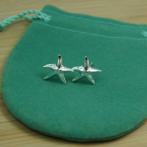 925 Sterling Silver Starfish Stud Earrings For Woman Wedding Engagement Fashion Party Charm Jewelry Gift