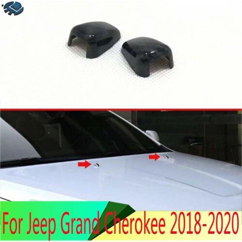 For Jeep Grand Cherokee 2018 2019 Car Styling Accessories Carbon Fiber Style Car Water Spray Wiper Nozzle Cover Sequins Stickers