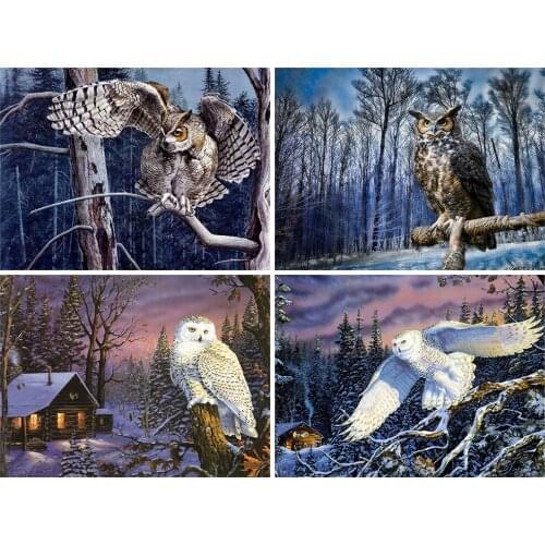 Huacan 5d Diy Diamond Painting Owl Home Decor Full Square/round Diamond Embroidery Mosaic Animal Wall Stickers
