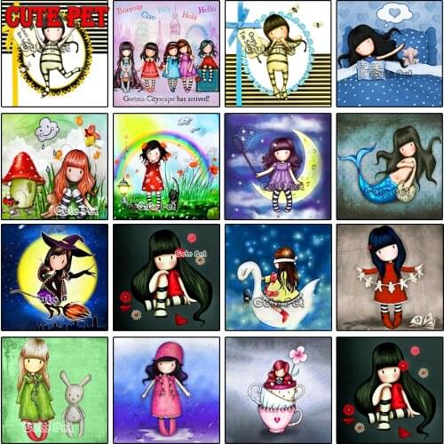 Diamond Painting Cartoon Bee Girl Picture swan Full Dill Square Drill Mermaid Embroidery Cross Stitch Witch Loli Gift Kits Decor