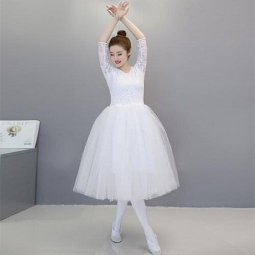 Ballet Dress Women Girl Children Kids 3/4 Sleeve Ballerina Dresses