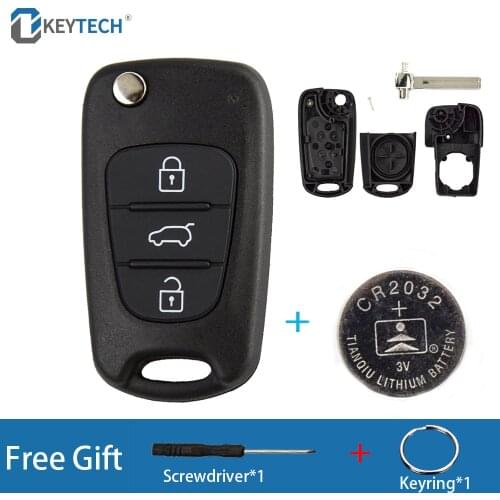 OkeyTech 3BT Remote Car Key Shell Case Cover For Kia K2 K5 Rio 3 Picanto Ceed Cerato Sportage For Hyundai With CR2032 Battery