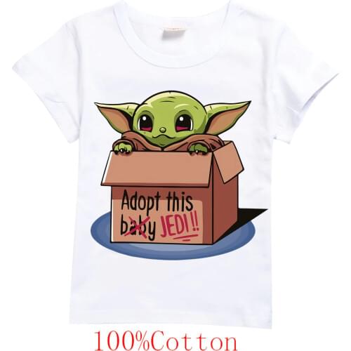 Childrens Short Sleeve Cotton T-shirt Mandalorian Baby Yoda Toddler Boy Clothes Fashion Girls Summer T Shirt Teenage kids Tops