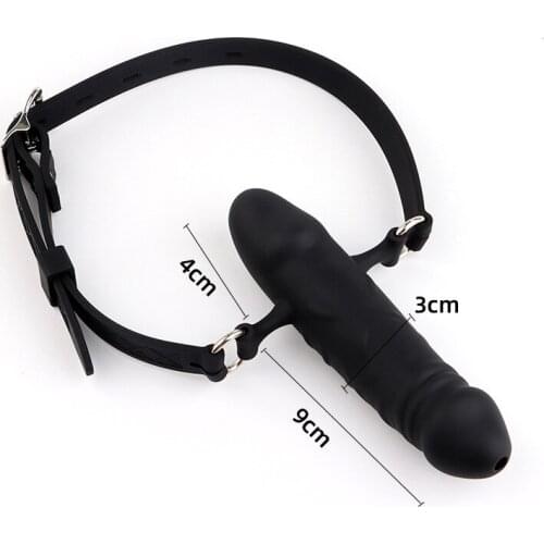 Mouth Gag Dildo Oral Fixation Strap On Sex Toys Penis Plug Silicone Double-Ended Dildos Leather Harness Bondage For Couple Women