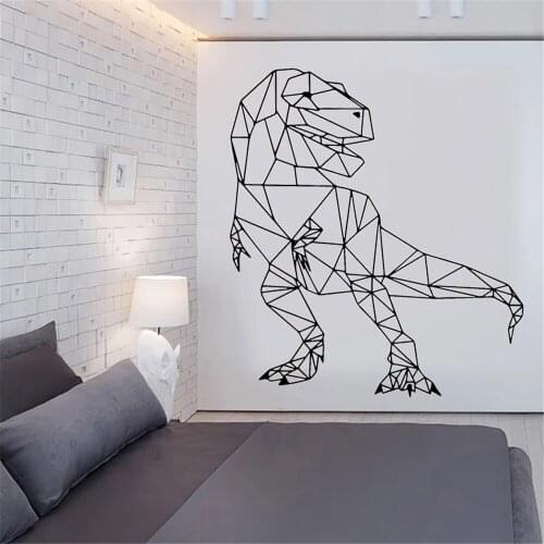 Geometric T-Rex Dinosaurs Wall Stickers Vinyl Home Decor For Livingroom Bedroom Jurassic World Decals Interior Mural DW21005
