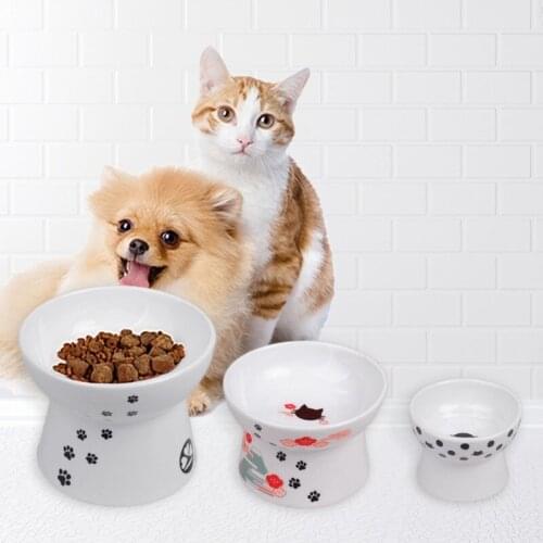 Ceramic Pet Bowl For Non-slip Cat Bowl Food Drinking Bowl Feeder High Foot Protection Pet Ceramic Bowl For Cats And Dogs