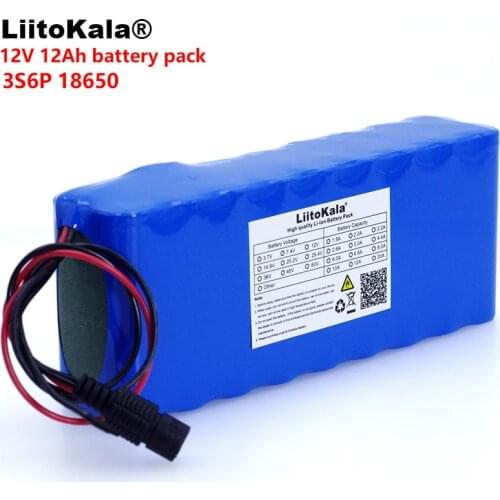 LiitoKala 12v 18650 Lithium-ion Battery Pack with BMS 12A Protection plate 12000mAh Hunting lamp xenon Fishing Lamp USE