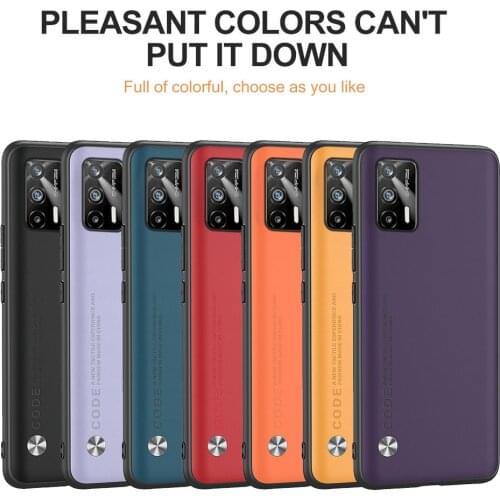 Plain Skin Leather Case For Oppo Realme GT 5G Neo V15 A55 A93 X7 Pro Realmi 7 8 V13 V5 Find X3 Reno 6 5 Shockproof Cover Coque