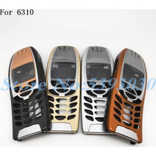 For Nokia 6310 Cover Case Housing 6310i Battery Door Middle Frame Front Bezel Replace Part NO Phone Keyboard Keypad +Logo