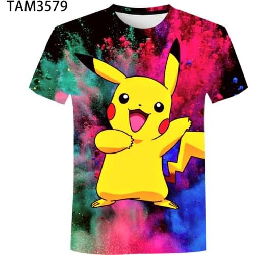 Japanese Anime Pikachu 3D Printing Boys And Girls Summer Fashion Short Sleeve T-Shirt Baby Cute Cool Street Top Wholesale