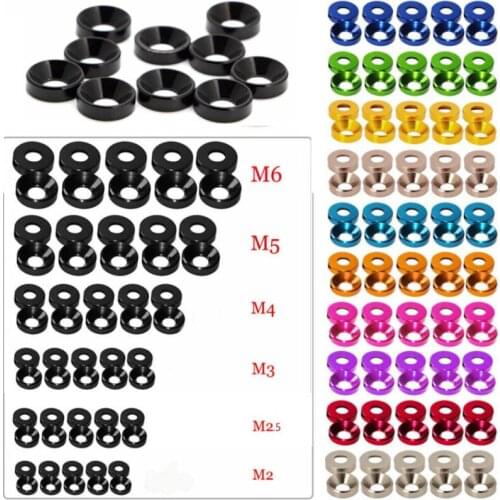 M2 / M2.5 / M3 / M4 / M5 / M6 Aluminum washer Colorful anodized Aluminum Countersunk Head Bolt Washer Gasket for Flat head Bolts