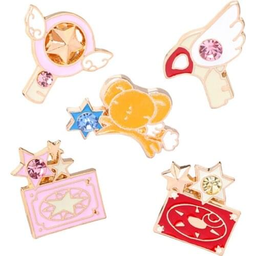 Fashion Anime Variety Sakura Wand Brooch Cartoon Mini Men and Women Cartoon Metal Corsage Badge Jewelry 2021 Gifts