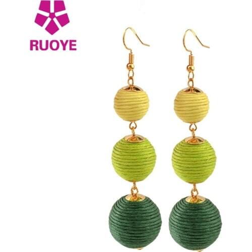 2017 New 6 color Pom Pom Ball Drop Earrings Bohemian Plush Earrings For Women Fashion Pompom Hot Sale Alloy Jewelry