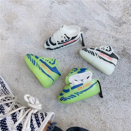 New 3D Luxury Street Sports Brand Sneakers Luminous Silicone Case for Apple Airpods 1 2 Pro Wireless Bluetooth Headset Cover