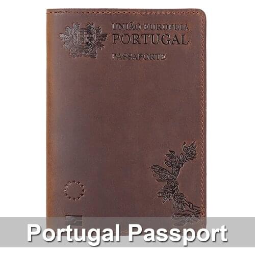 100% Genuine Leather Portugal Passport Cover For Portuguese Credit Card Holder Passport Case Unisex Travel Wallet