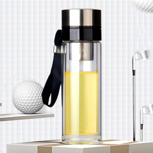 Wholesale Rope High Borosilicate Double Layer Glass Water Cup Ad Gift Cup Thick Bottom Portable Bottles