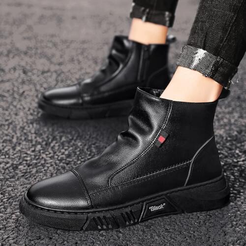 Autumn and winter outdoor leather boots mens casual shoes breathable short boots Martin boots locomotive style mens shoes 69k
