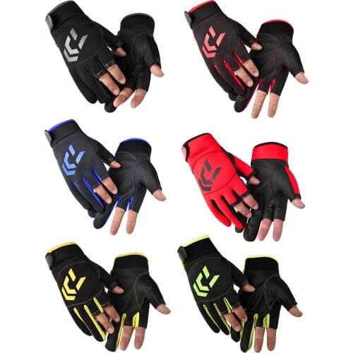 3 Fingers Cut Arrow Pattern Universal Fishing Gloves Breathable Outdoor Angling Sunscreen Anti-Slip Gloves Sports Fishing Access