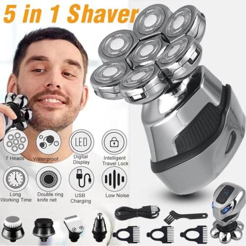 7D Blades LCD Display Rechargeable Electric Shaver Men Hair Bald Beard Trimmer Electric Razor Men Face Shaving Bald Machine