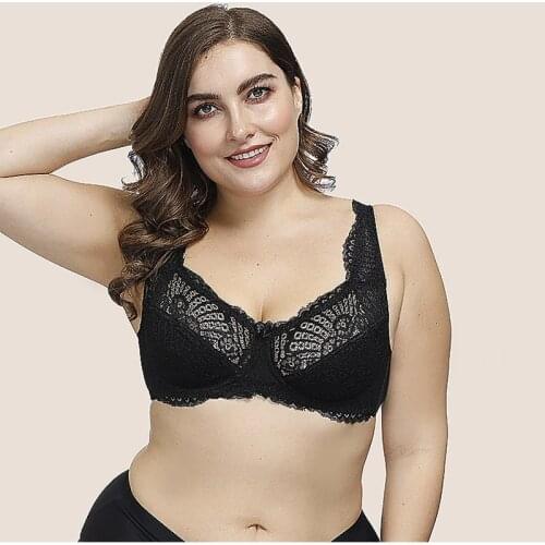 Sexy Women Lingerie Push Up Bra New Lace Bralette Thin Cup Crop Top Cotton Biustonosz Underwired Bras Plus Size Underwear 75-95D
