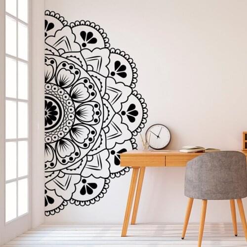 Half Mandala Headboard Wall Decal Zen Decor Lotus Flower Mandala Decal Vinyl Indian Yoga Sticker Vinyl Boho Bohemian Decor MT38