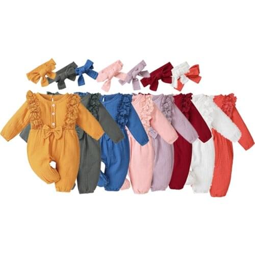 Tie dye Print Jumpsuit Newborn Infant Baby Girl Cotton Linen Romper Lace Bow Romper Jumpsuit Clothes baby girl winter clothes