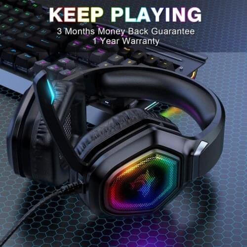 F3 Head-mounted Computer Gaming Headsets With Noise Reduction Microphone Wired Headphones RGB LED Light Stereo Sound Earphones