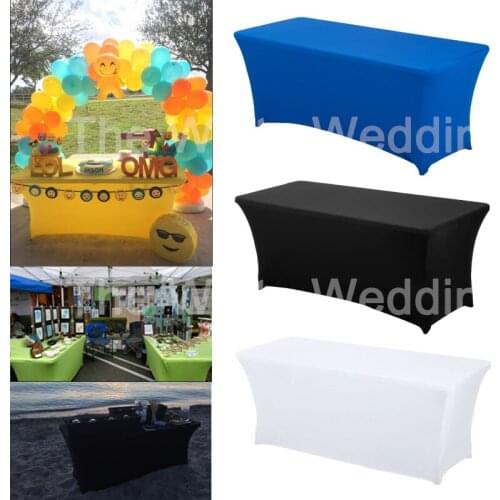 Black Blue 4ft Fitted Stretch Table Cloth Skirt Iceberg Royal Blue Spandex Rectangular Table Covers Folding for DJ Tablecloth