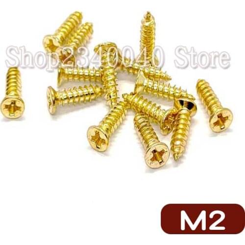 M2 Caron Steel Small Phillips Flat Head Cross Self-tapping Screws Gold Wood Furniture Screws Diy Parts Home Tool Kit Hand Tool