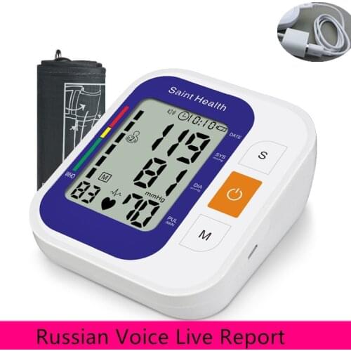 Russian Voice &Manual Tonometer Automatic Blood Pressure Monitor Heart Beat Rate Pulse Meter Sphygmomanometers pulsometer