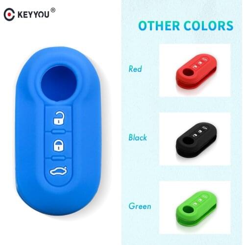 KEYYOU 3 Button Silicone Car Key Case Cover For Fiat 500 Panda Punto Bravo Filp Remote Auto Key Cover Keychain Case Styling