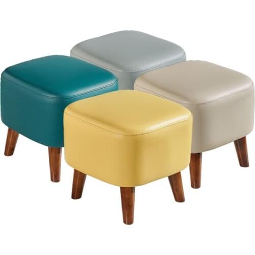 Nordic Leather Sofa Stool Makeup Stool Simple Living Room Wear Shoes Small Leather Stool Door Shoe Replacement Stool
