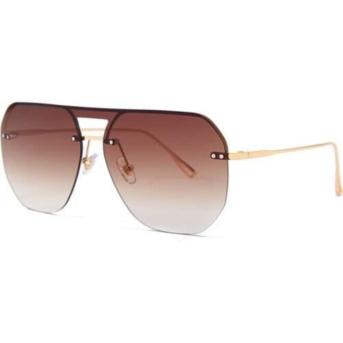 Semi-rimless Sunglasses Men Metal Frame One Piece Sun Glasses Vintage Eyeglasses Women for Summer Outdoor Oculos Gafas 058DF