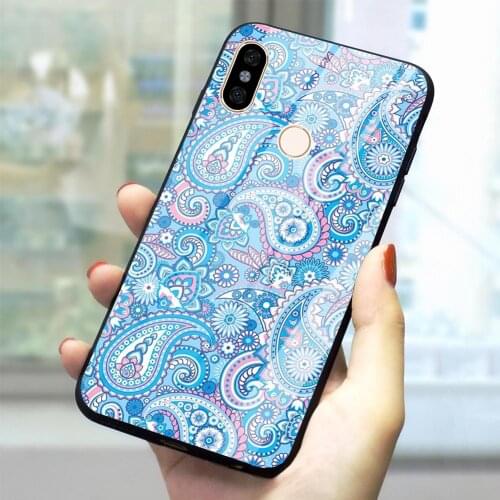 Sapphire Jade Stained Glass Mandalas Glass Phone Case for Xiaomi F1 Cover Mi A1 A2 8 Lite 9 Note 5 6 7 Pro Redmi 4X 6A